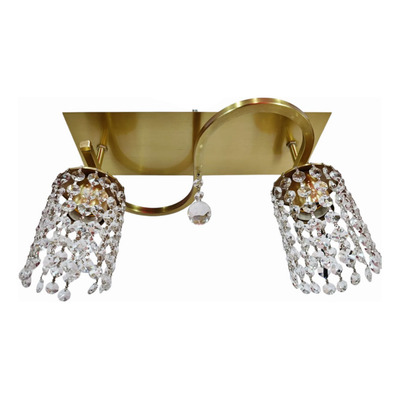 Plafon Lyon S 2 Luces Dorado Cristal Vidrio E27 Deco Moderno