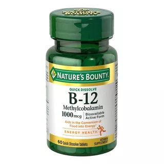 Natures Bounty Vitamina B12 1000mcg Suplemento Dietario 60c Sabor Sin Sabor