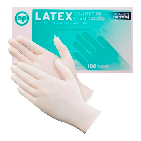 Guantes De Latex Descartable Examinación X 100 Unidades Color Blanco Con polvo Sí Talle S