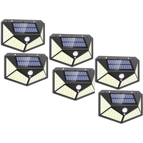 6pack Lampara Solar Con Sensor De Movimiento 114 Leds - 6und