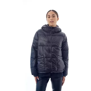 Campera Puffer Nylon Combinada Impermeable Invierno Mujer