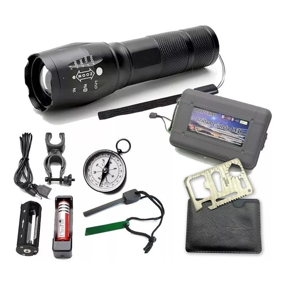 Linterna Led Tactica Recargable T6 12000 Lumens + Pilas +kit