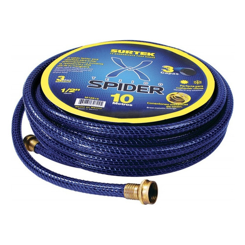 Manguera De Agua 1/2 PuLG Armada Con Conector Metálico 20m Color Azul