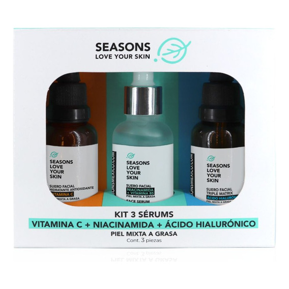 Kit 3 Serums: Vitamina C + Niacinamida + Ácido Hialurónico
