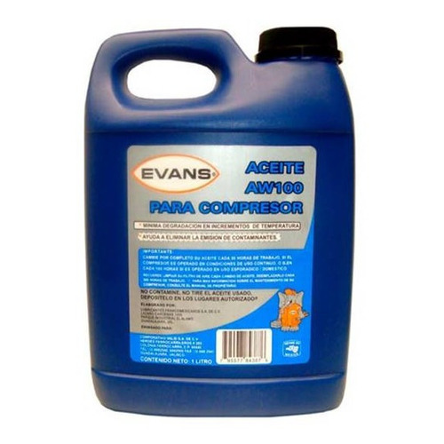 Aceite Para Compresor Liquido Evans Rc-aw100 3.78l (1 Gal) Color Azul