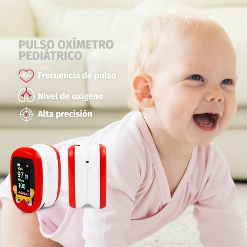 Oximetro Pediatrico De Pulso Recargable Rojo