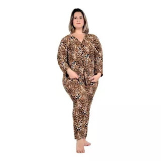 Pijama De Frio Feminino Plus Size Longo Inverno 56 58 60
