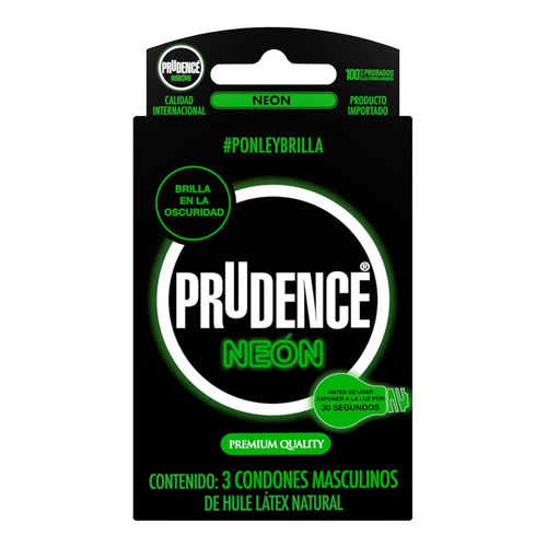 Condones De Látex Prudence Especialidad Neon 3 Condones