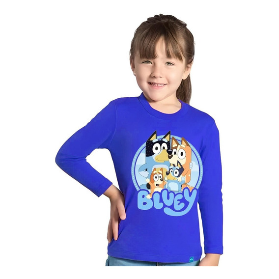 Polera Bluey Manga Larga Para Niños Y  Niñas Dtf Cod 002