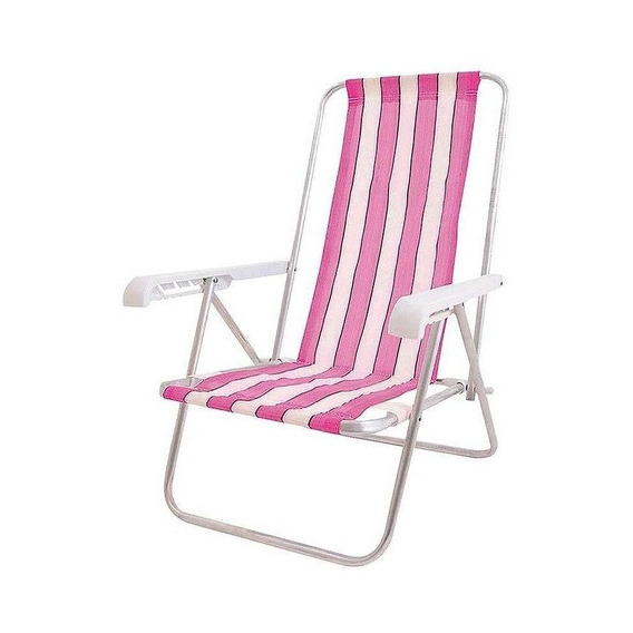 Silla de playa reclinable de 4 posiciones, 90 kg Cad0641 Botafogo, color rosa
