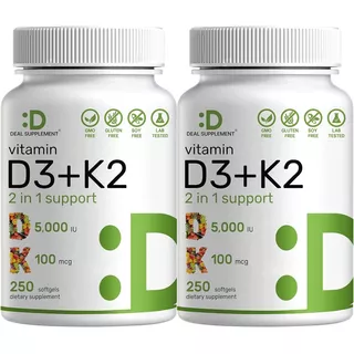 Vitamina D3 + K2 - 180 Capsulas - Unidad a $1899