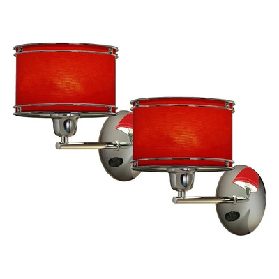 Pack X 2 Aplique Con Tecla Doble Aro Cromo Lampara Rojo