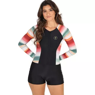 Maio Body Surf Feminino Macaquinho Com Proteção Solar Pena