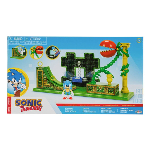 Set De Sonic The Hedgehog Juego Zona Velocimetro Jakks Color Verde oscuro