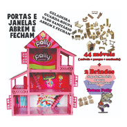 Casinha Boneca Polly +36 Mini Móveis + Nome De Brinde