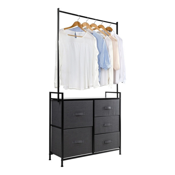 Rack Perchero Para Ropa Closet Comoda 5 Cajones De Tela