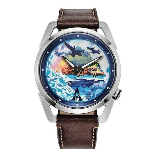 Reloj Citizen Avatar Pandora Aw2060-02w Hombre Ts Color de la correa Café Color del bisel Plateado Color del fondo Azul