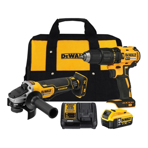 Taladro 1/2 + Esmeril 4 1/2 + 1 Bat 5.0ah Dewalt Dck248p1-b2