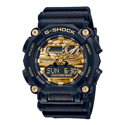 Reloj Casio G-shock Ga-900ag-1adr Hombre Color De La Correa Negro Color Del Bisel Negro Color Del Fondo Dorado