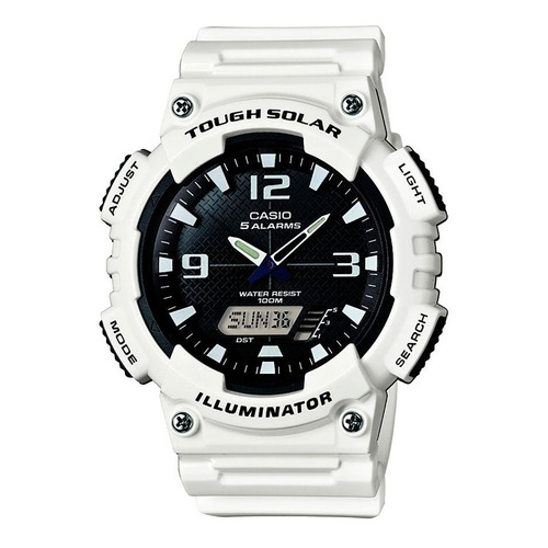 Reloj Casio Aq-s810wc-7a Para Caballero Blanco/ Negro Color de la correa Blanco Color del bisel Blanco