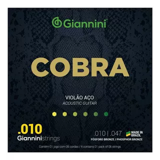 Cordas Violão Aço 010 Série Cobra Fósforo Bronze Giannini