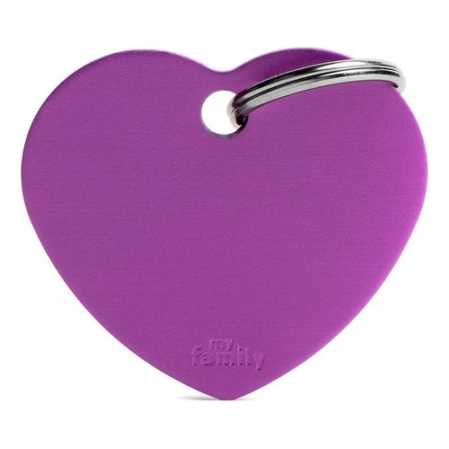 Chapita Identificadora De Mascotas Corazon G Grabado Color Corazon Purpura Corazon Grande