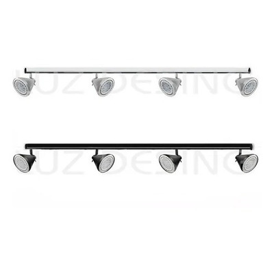 Riel 2 Metros  4 Luces Spot Conico Apto Led Negro