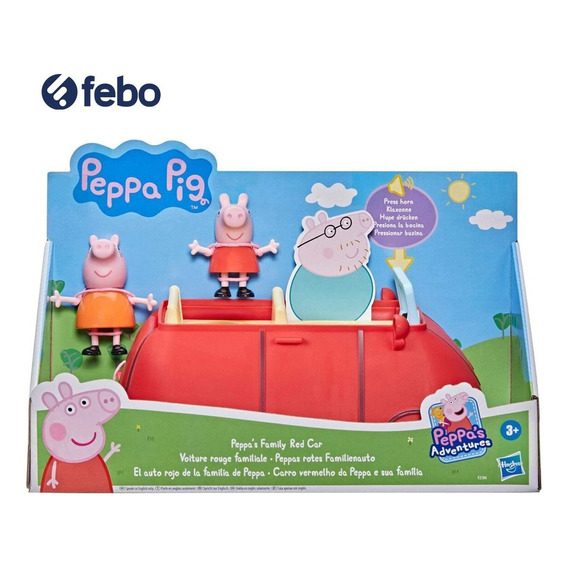 Set Auto Rojo Hasbro De La Famila De Peppa Pig + 2 Figuras 