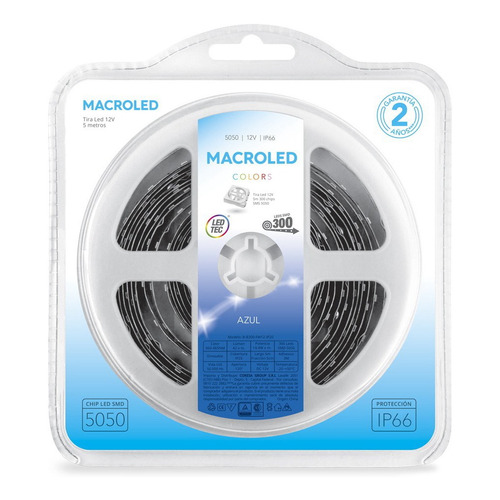 Tira LED Macroled B300-FW12 5050 azul 12V IP66