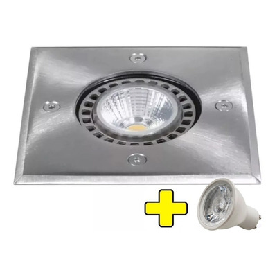 Spot Piso Embutir Acero Cuadrado Inoxidable Con Led Gu10 7w