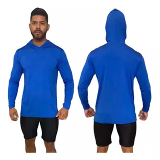 Camisa Manga Longa Masculina Térmica Com Capuz Proteção Uv