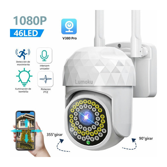 Cámara Seguridad Wifi Exterior Hd 1080p 46 Led Alarma/remota