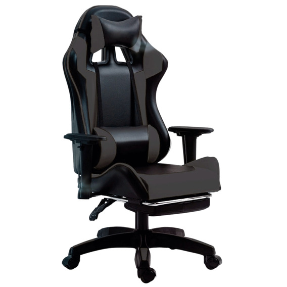  Genérica Silla gamer  negra y plateada