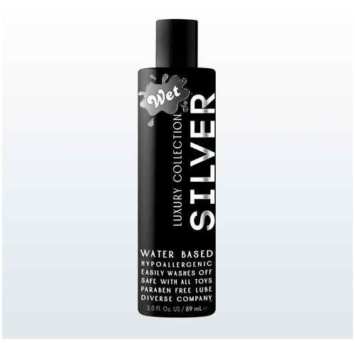 Lubricante De Lujo De Base Acuosa Wet Silver 3 Oz Sabor Natural