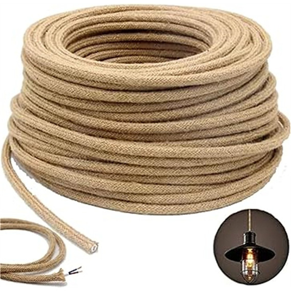 Cables Electrico Forrado Textil Yute Bipolar Textil Rustico