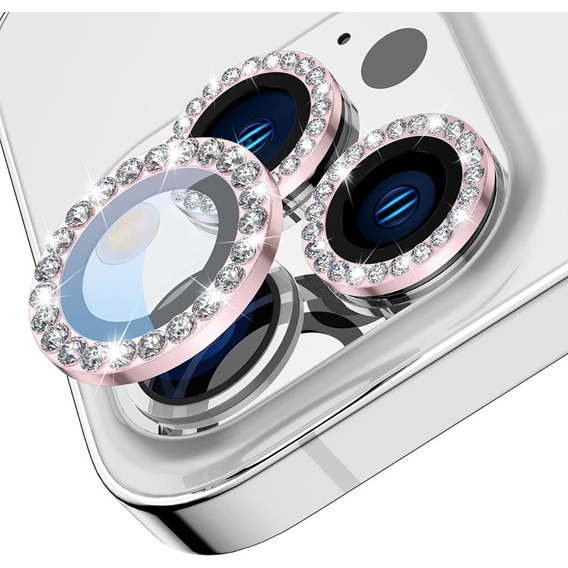 Mica Lente Cámara Glitter Diamantes Para iPhone Individual 