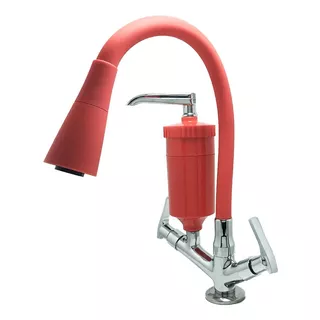 Torneira Gourmet Cone Vermelha Filtro Bancada Cozinha 4016 Acabamento Brilhante Cor Vermelho