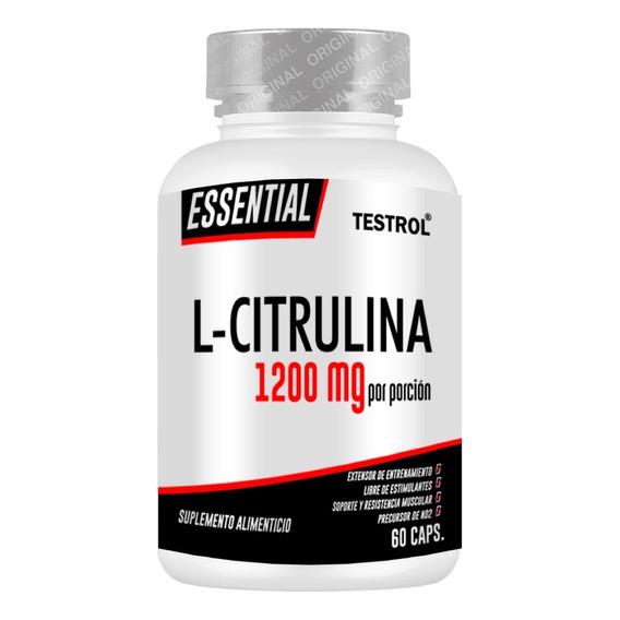 L-citrulina 1200 Mg | Testrol Essential | 60 Capsulas Sabor Sin sabor