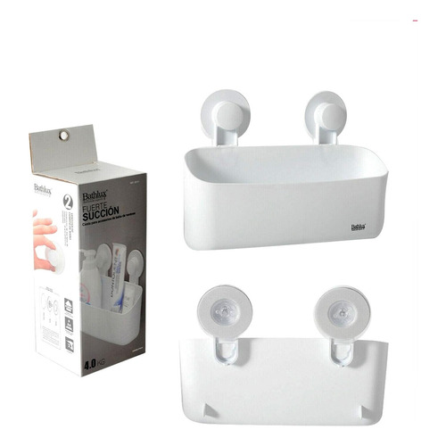 Organizador De Baño Porta Shampoo Estante A Ventosa Silmar Color Blanco