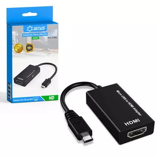 Cable Adaptador Micro Usb V8 Para Hdmi Mhl Tv Mirroring, Color Negro