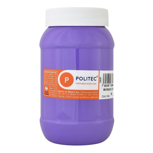 Pintura Acrílica Politec Bote 500 Ml Colores Color Morado No. 334