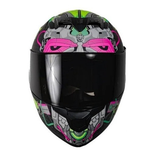 Casco Kov Sparta Error Rosa/ Verde Cerrado De Moto Color Rosa chicle Tamaño del casco M (57-58 cm)