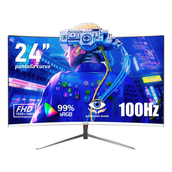 Monitor Gamer Curvo Hdmi Led 100 Hz 24 Pulgadas  Blanco