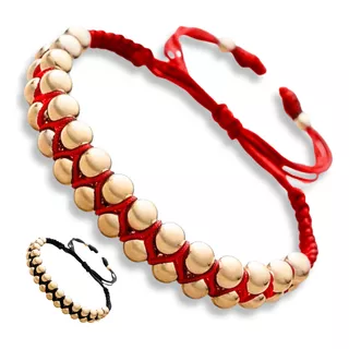 Pulsera Balines Grandes De Oro Laminado 18k Trenzada 