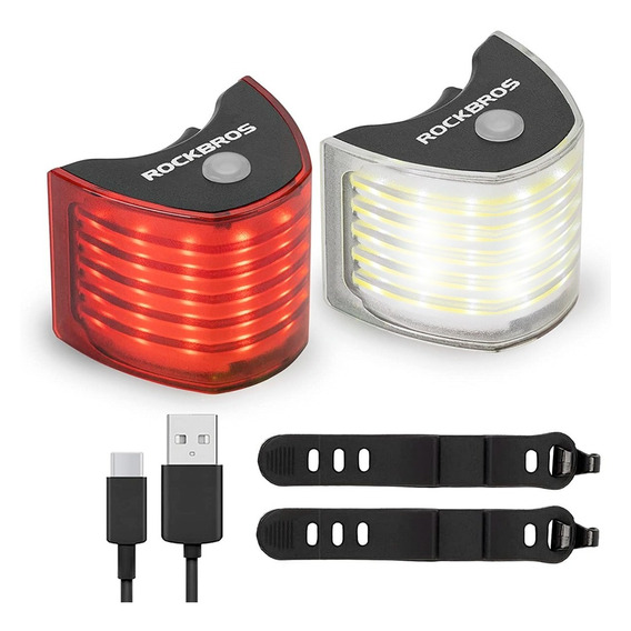 Dúo De Luces Para Bicicleta Delantera + Trasera Rockbros Usb