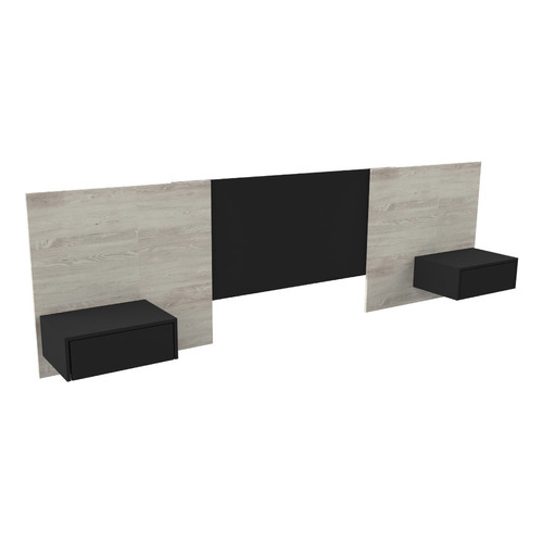 Respaldo Extensible P/ Colchon 140-160 C/ Mesas De Luz Cajon Color Pino Cascina/ Gris Sobra