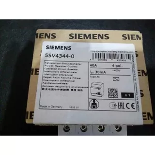 Interruptor Diferencial Siemens Sentron 5sv4344-0