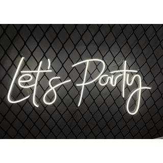 Painel Neon Led Lets Party Instagram Iluminação Acrilic 80cm