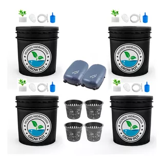 Kit Hidroponia Completo En Balde 20l Indoor Grow X4 Cuatro