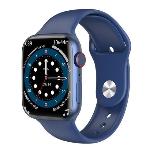 Smartwatch IWO Series 7 W27 PRO 1.75" caja 44mm de  aleación  azul, malla  azul de  silicona